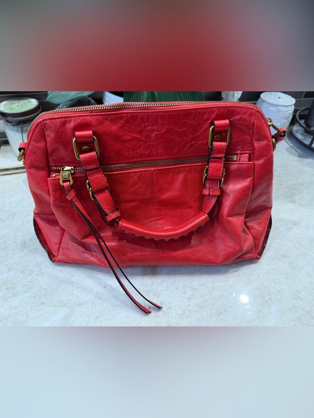 Elliott Lucca red leather satchel crossbody